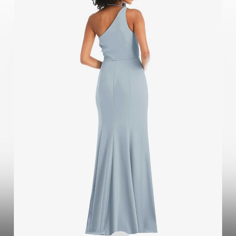 After Six NWT One Shoulder Draped Cowl Maxi Dress In Mist Size 8 - Picture 2 of 8